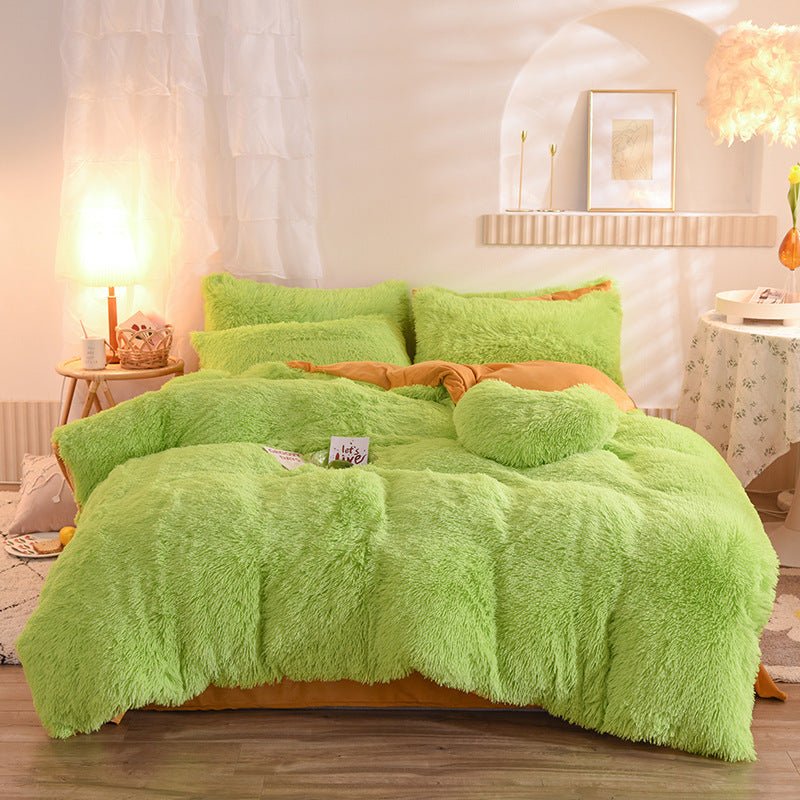 Housse de Couette Luxe en Polaire Épaisse Reine Roi Hiver Chaude avec Taies d'Oreiller - IVOIRART.COM