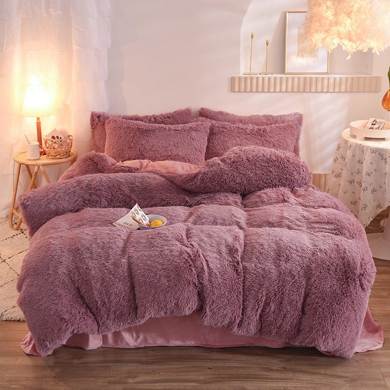 Housse de Couette Luxe en Polaire Épaisse Reine Roi Hiver Chaude avec Taies d'Oreiller - IVOIRART.COM