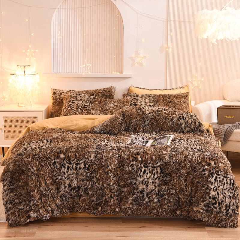 Housse de Couette Luxe en Polaire Épaisse Reine Roi Hiver Chaude avec Taies d'Oreiller - IVOIRART.COM