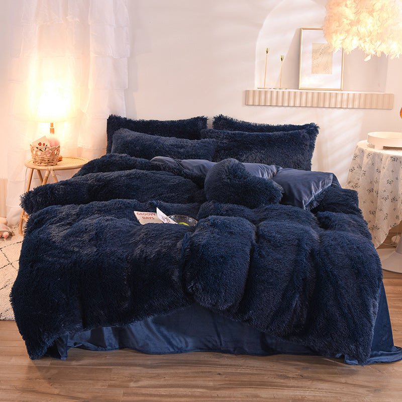 Housse de Couette Luxe en Polaire Épaisse Reine Roi Hiver Chaude avec Taies d'Oreiller - IVOIRART.COM