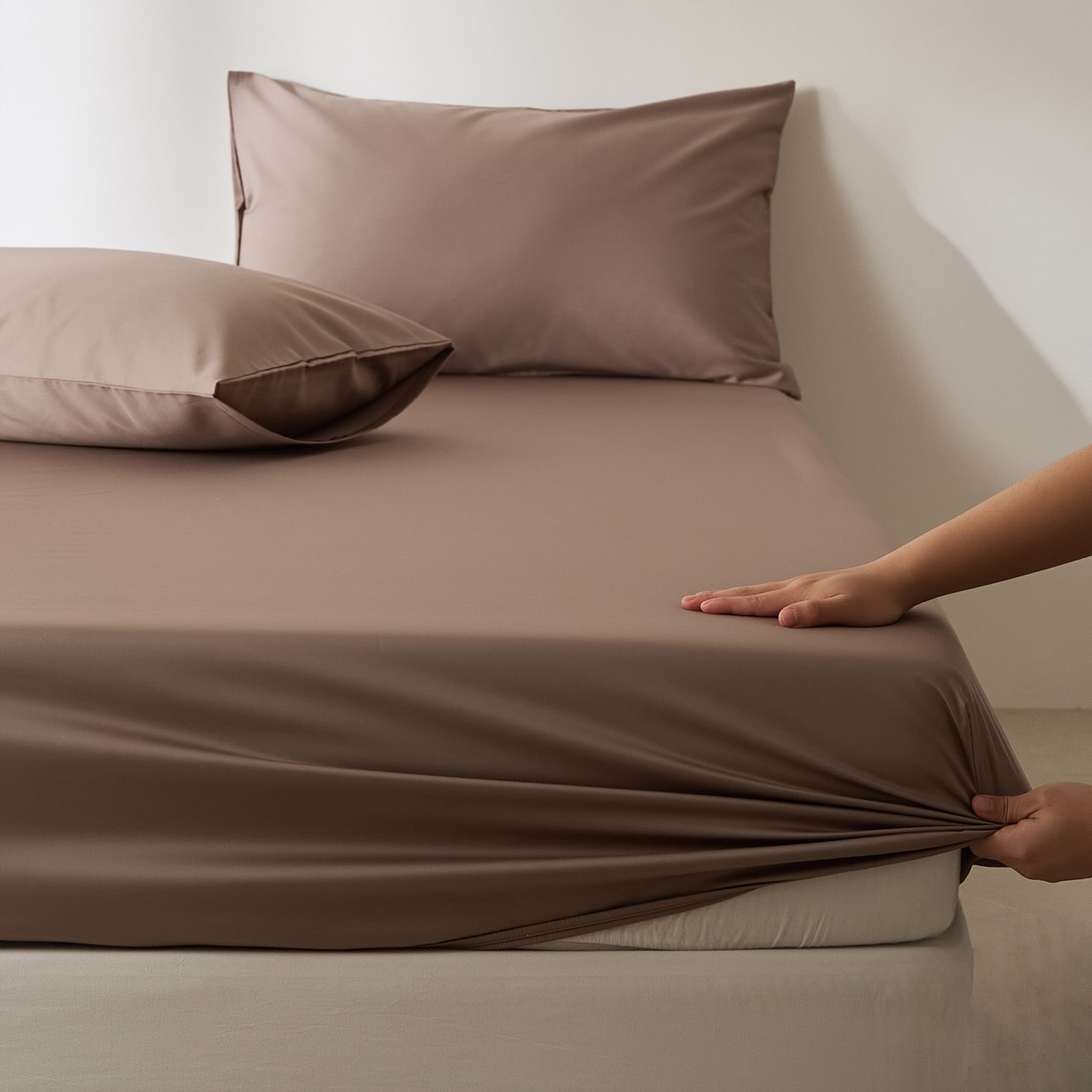 Housse de Protection de Couette en Satin Coton Uni, Élégante et Confortable - IVOIRART.COM