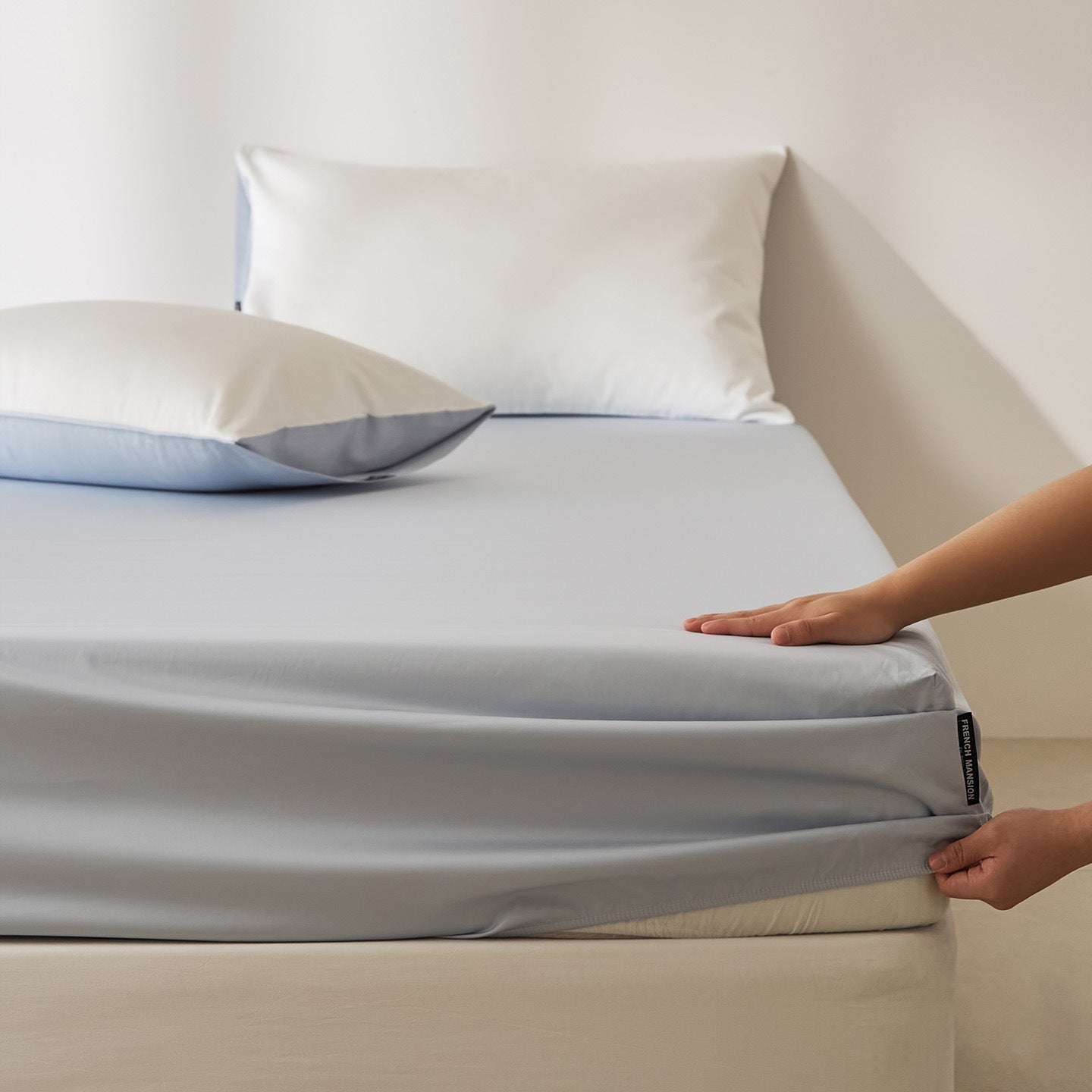 Housse de Protection de Couette en Satin Coton Uni, Élégante et Confortable - IVOIRART.COM