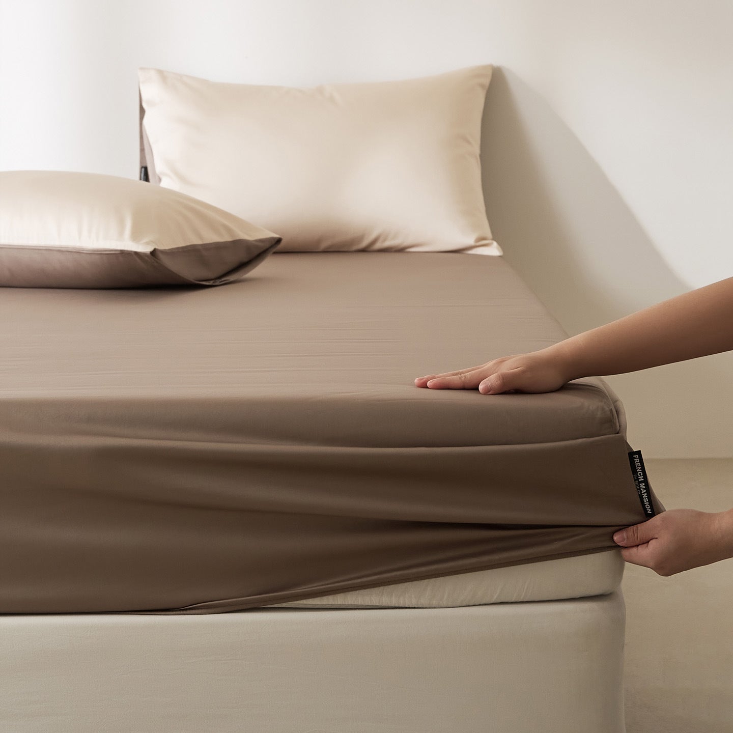 Housse de Protection de Couette en Satin Coton Uni, Élégante et Confortable - IVOIRART.COM