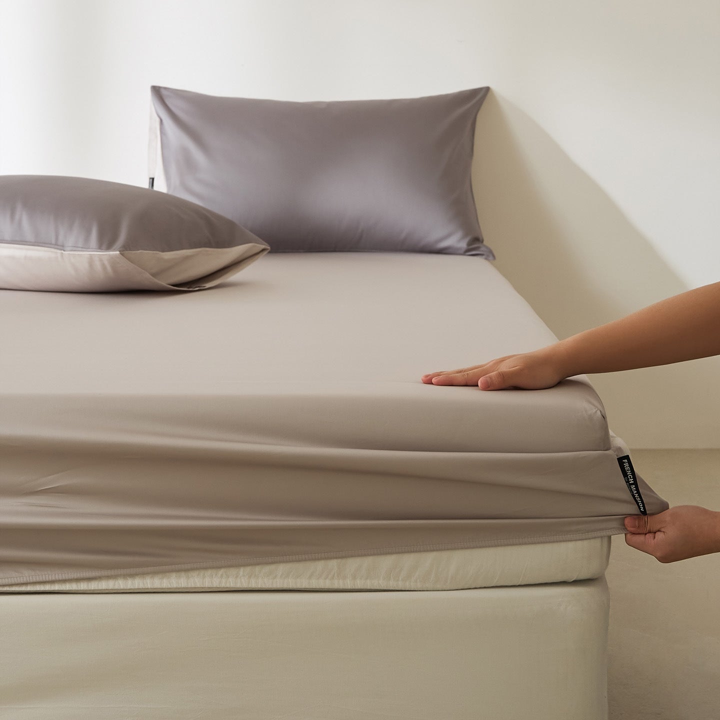 Housse de Protection de Couette en Satin Coton Uni, Élégante et Confortable - IVOIRART.COM