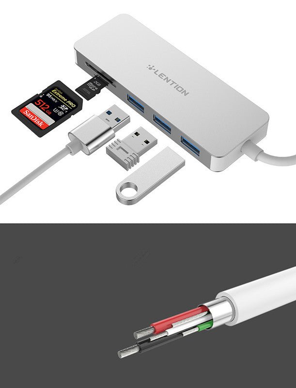 Hub multifonction USB 3.0 avec lecteur de cartes SD et TF, 3 ports USB 3.0 - IVOIRART.COM