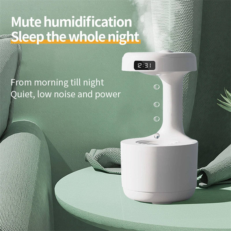 Humidificateur Anti-Gravité avec Horloge Goutte d’Eau, Diffuseur d’Arôme Ultra-Silencieux pour Bureau et Chambre, Grande Capacité - IVOIRART.COM