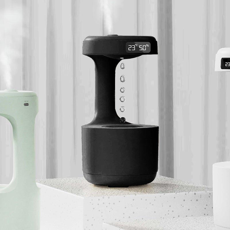 Humidificateur Anti-Gravité avec Horloge Goutte d’Eau, Diffuseur d’Arôme Ultra-Silencieux pour Bureau et Chambre, Grande Capacité - IVOIRART.COM