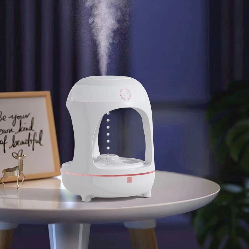 Humidificateur Fontaine LED Gouttes d'Eau Antigravité avec Purification Air - IVOIRART.COM