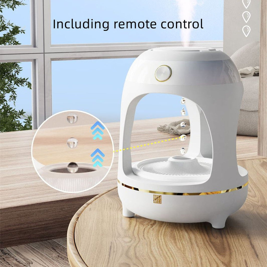 Humidificateur Fontaine LED Gouttes d'Eau Antigravité avec Purification Air - IVOIRART.COM