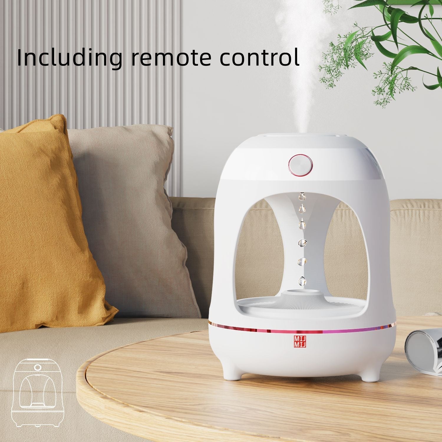 Humidificateur Fontaine LED Gouttes d'Eau Antigravité avec Purification Air - IVOIRART.COM