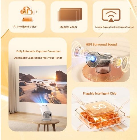 HY300 Mini Projecteur Intelligent Home - 720p, 37W, Compact et Lumineux Nomade + - IVOIRART.COM
