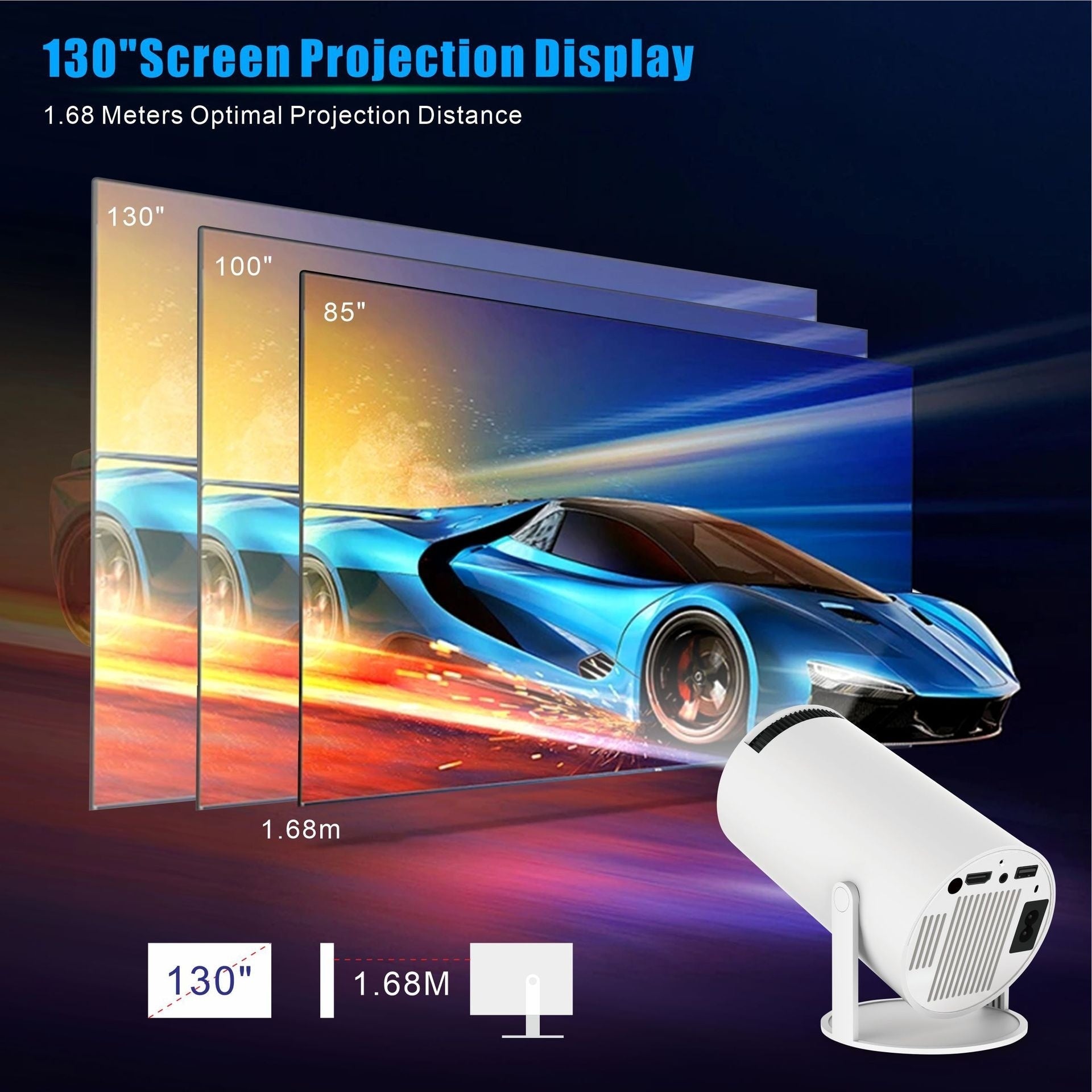 HY300 Pro Projector Home Theater Entertainment Portable Small Projector - IVOIRART.COM