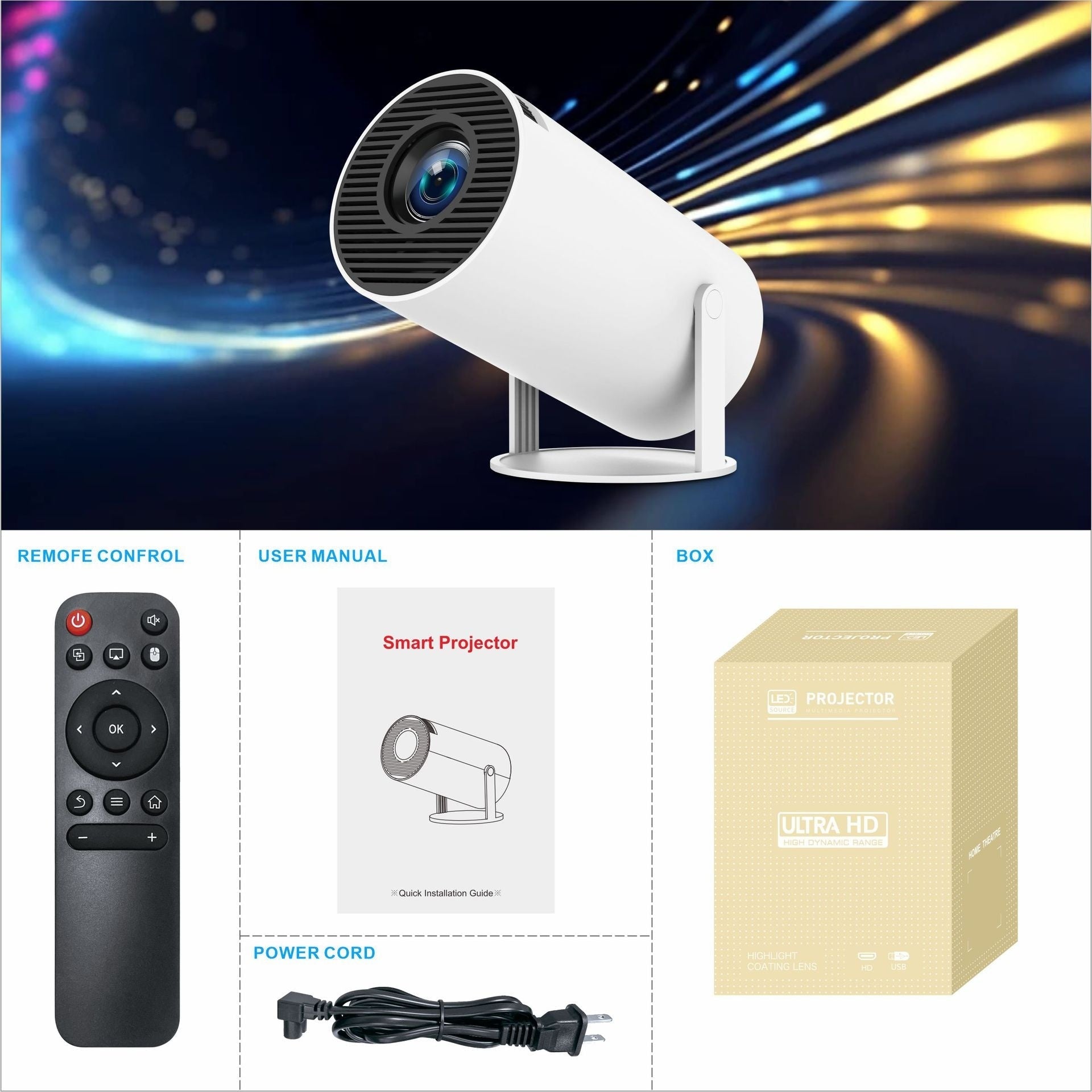 HY300 Pro Projector Home Theater Entertainment Portable Small Projector - IVOIRART.COM