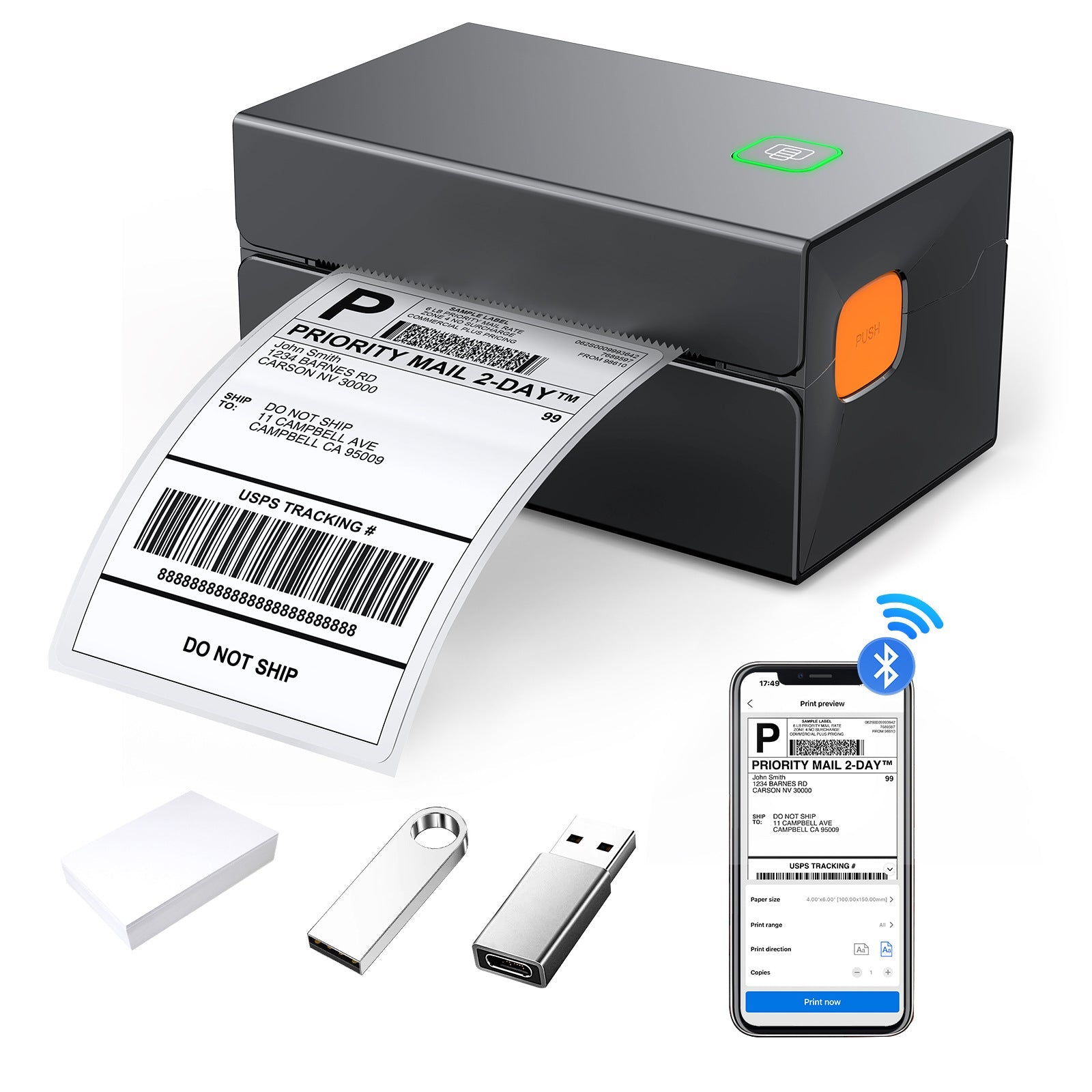 Imprimante Thermique Express à Feuille Faciale Unique avec Interface USB et Design Moderne Noir - IVOIRART.COM