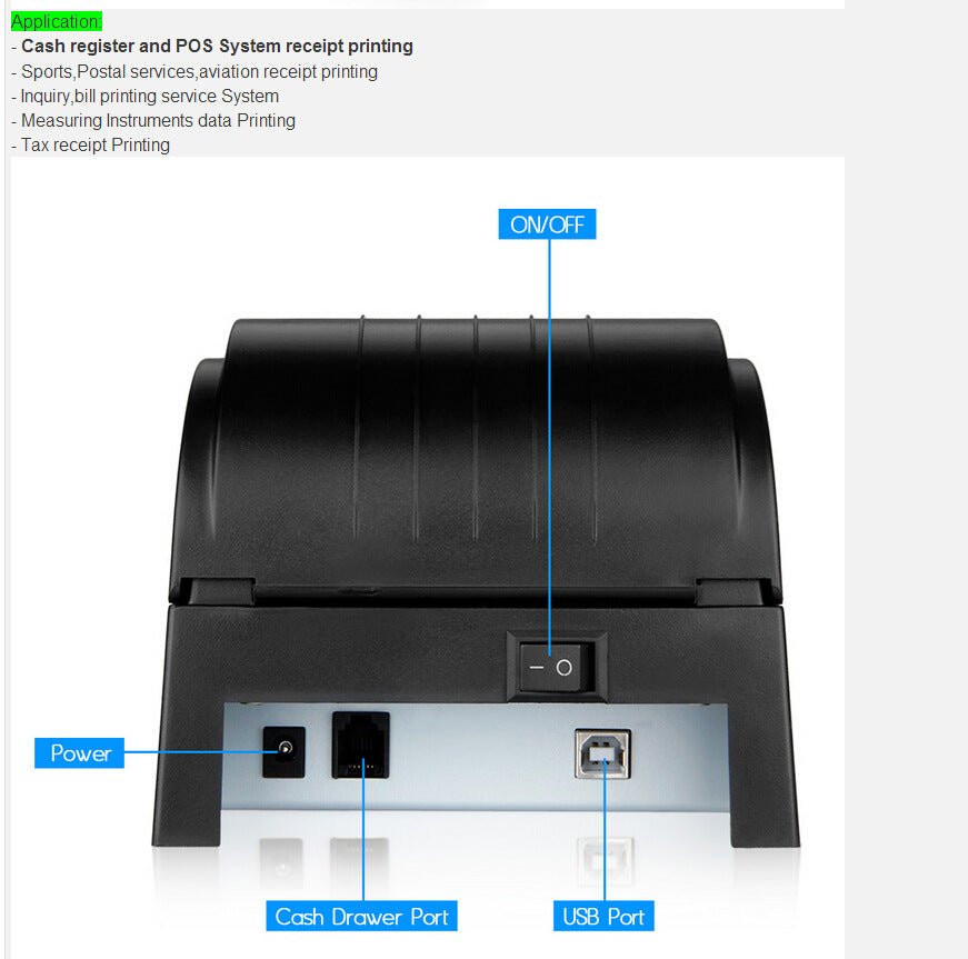Imprimante thermique POS-5890T pour caisse de supermarché, USB, impression tickets - IVOIRART.COM