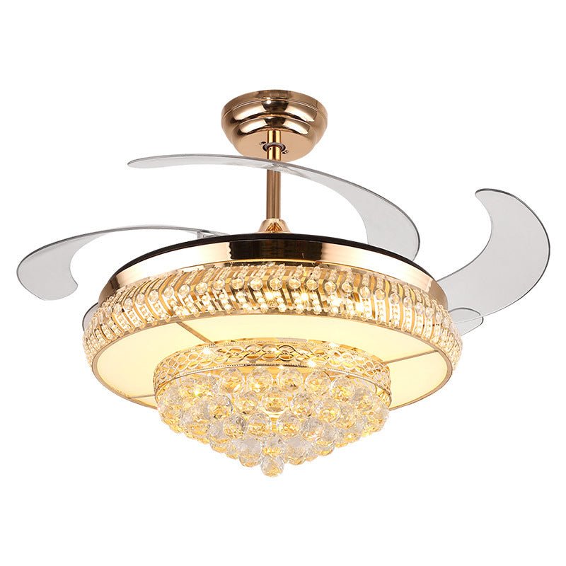 Invisible Retractable Ceiling Fan with Crystal Shade and Frequency Motor Controls - IVOIRART.COM