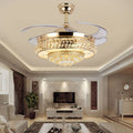 Invisible Retractable Ceiling Fan with Crystal Shade and Frequency Motor Controls - IVOIRART.COM