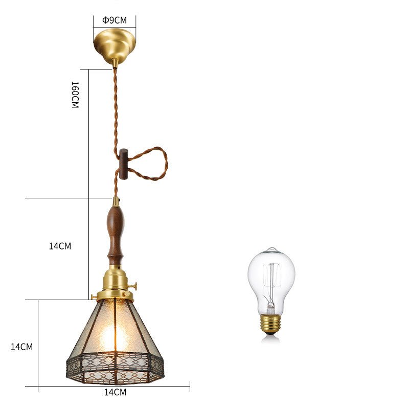 Japanese Retro Restaurant Bedroom Homestay Brass Glass Chandelier - IVOIRART.COM