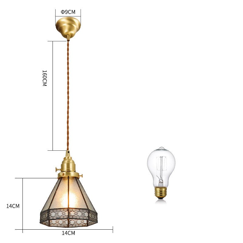Japanese Retro Restaurant Bedroom Homestay Brass Glass Chandelier - IVOIRART.COM