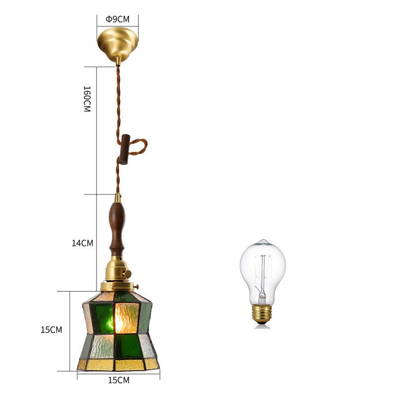 Japanese Retro Restaurant Bedroom Homestay Brass Glass Chandelier - IVOIRART.COM