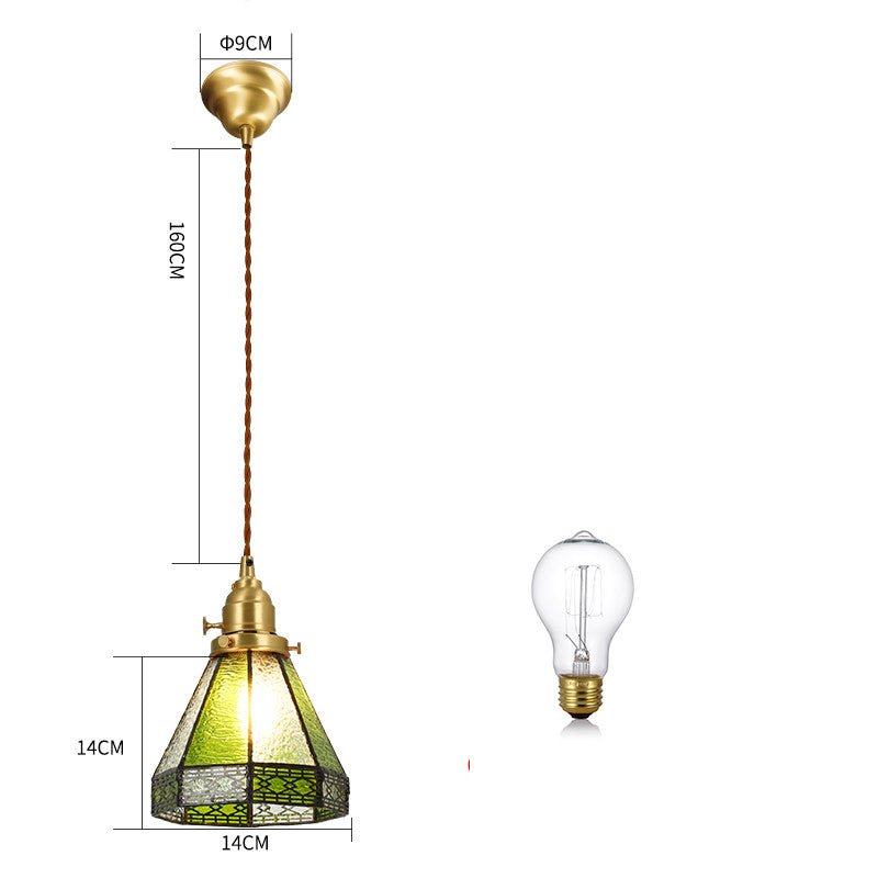 Japanese Retro Restaurant Bedroom Homestay Brass Glass Chandelier - IVOIRART.COM