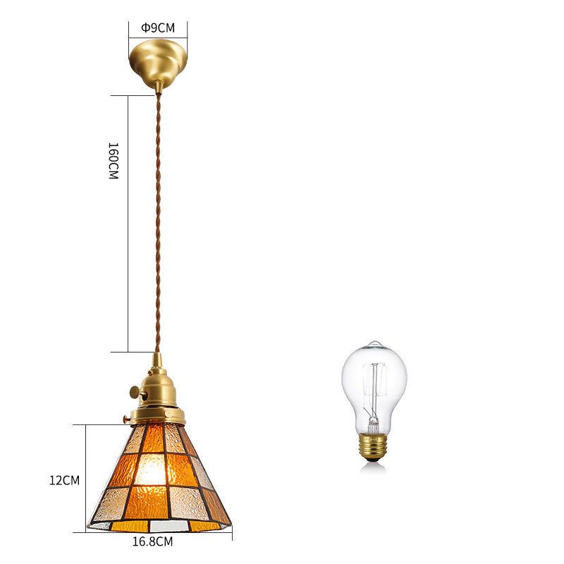 Japanese Retro Restaurant Bedroom Homestay Brass Glass Chandelier - IVOIRART.COM