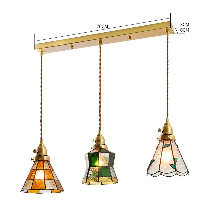 Japanese Retro Restaurant Bedroom Homestay Brass Glass Chandelier - IVOIRART.COM