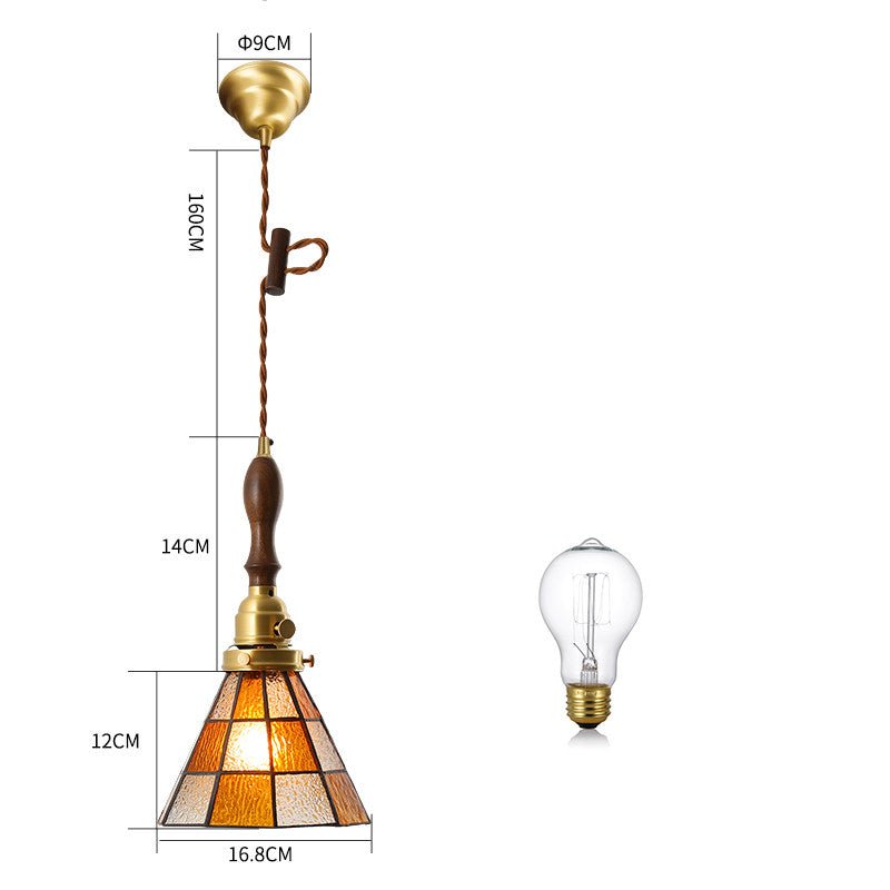 Japanese Retro Restaurant Bedroom Homestay Brass Glass Chandelier - IVOIRART.COM