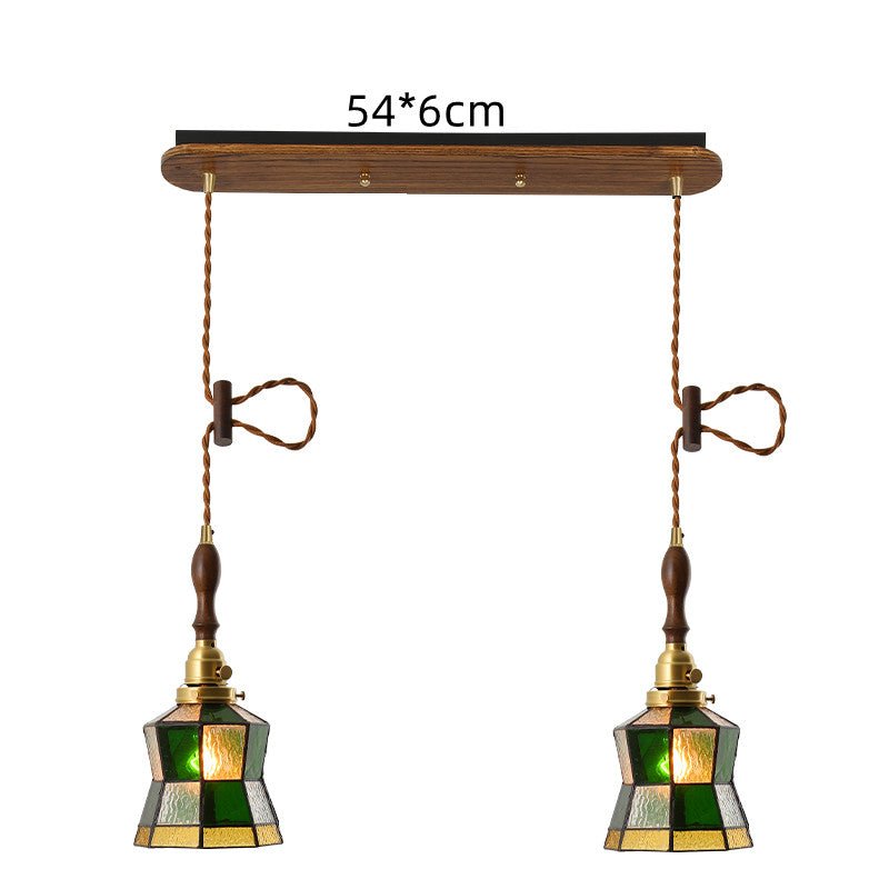 Japanese Retro Restaurant Bedroom Homestay Brass Glass Chandelier - IVOIRART.COM