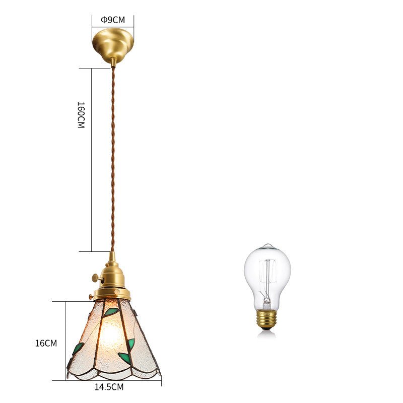 Japanese Retro Restaurant Bedroom Homestay Brass Glass Chandelier - IVOIRART.COM