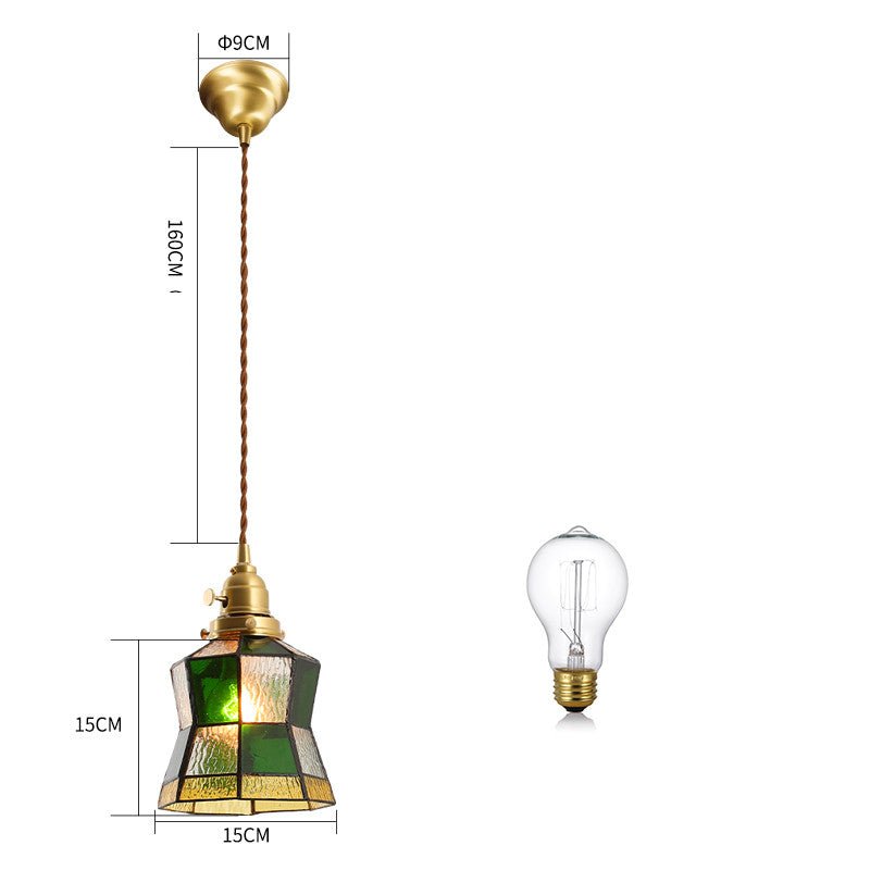 Japanese Retro Restaurant Bedroom Homestay Brass Glass Chandelier - IVOIRART.COM