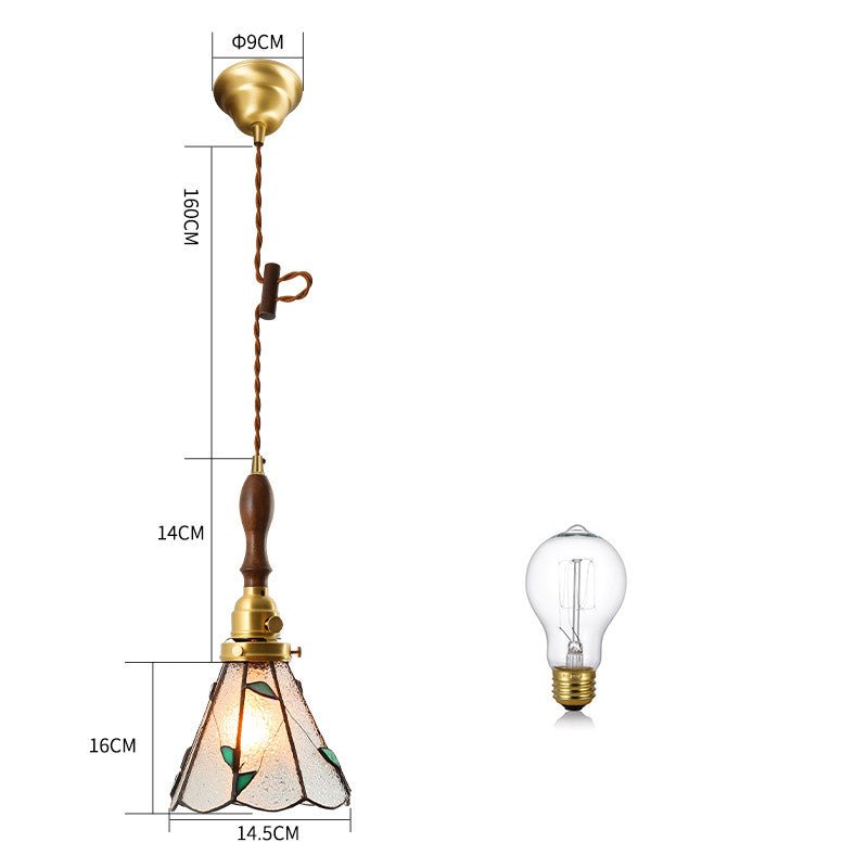 Japanese Retro Restaurant Bedroom Homestay Brass Glass Chandelier - IVOIRART.COM