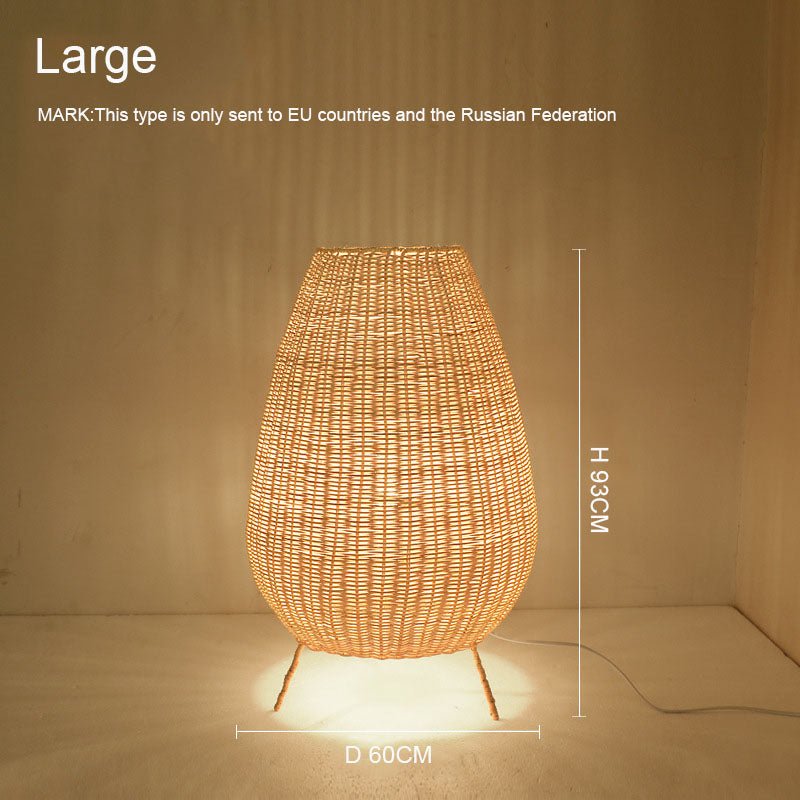 Japanese Style Floor Lamp Rattan Art Living Room Bedroom - IVOIRART.COM