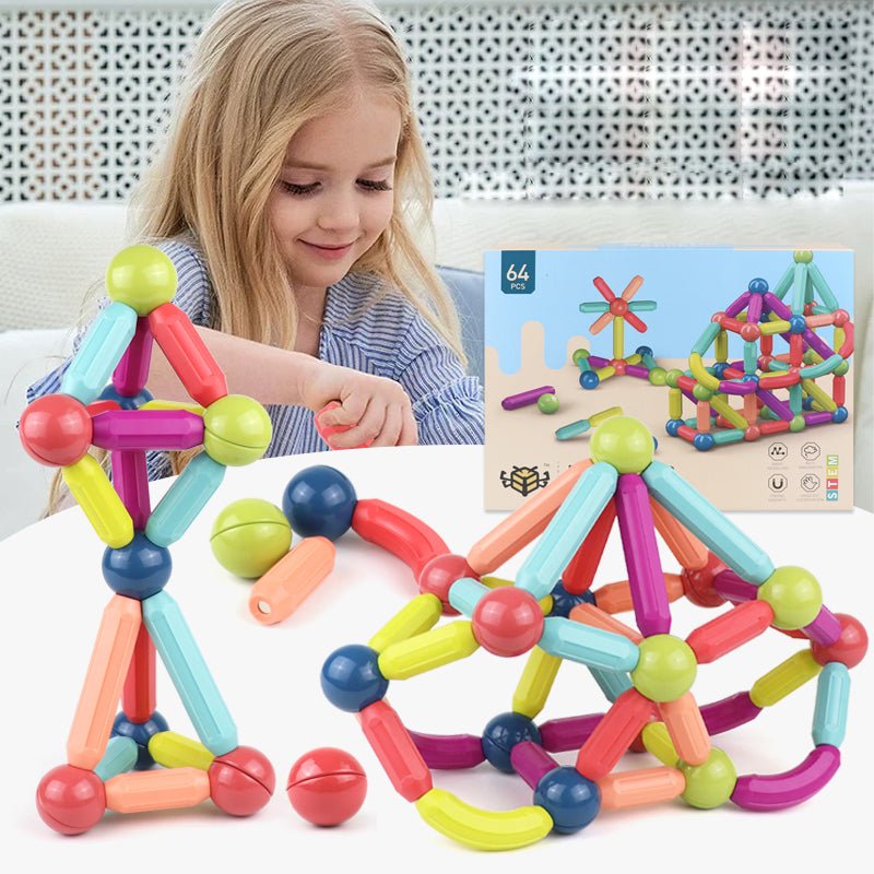 Jeu de Blocs de Construction Magnétiques pour Enfants, Ensemble de Briques Magnetiques Ludiques - IVOIRART.COM