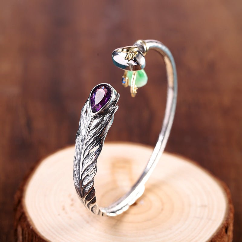Jewelry Thai Silver Water Drop Amethyst Bracelet - IVOIRART.COM