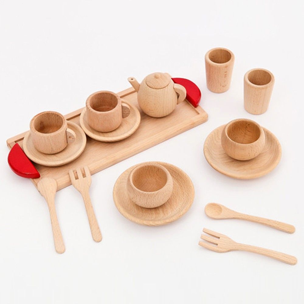 Jouet Cuisine en Bois pour Bébé – Ensemble de Vaisselle Ludique et Educatif - IVOIRART.COM