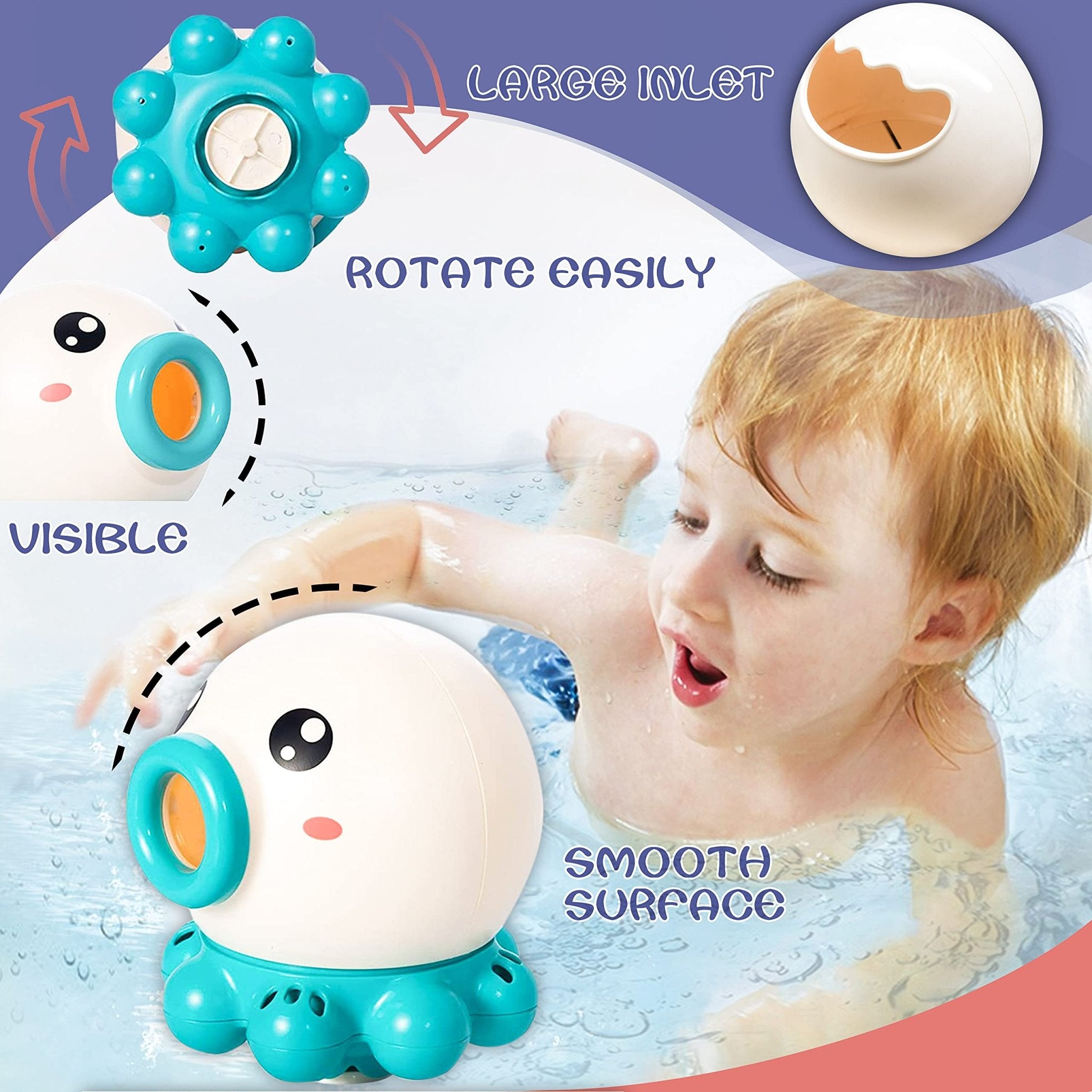 Jouet de Bain Pieuvre Fontaine avec Jet d'Eau Rotatif, Jouet Douche, Arroseur Estival en Plage pour Enfants - IVOIRART.COM