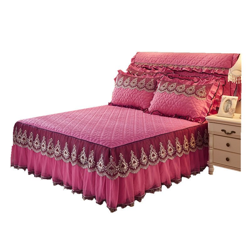 Jupe de Lit Matelassée en Dentelle avec Doublure - Style Élégant et Confort - IVOIRART.COM