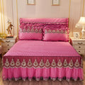 Jupe de Lit Matelassée en Dentelle avec Doublure - Style Élégant et Confort - IVOIRART.COM