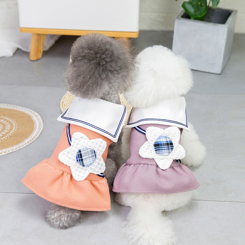 Jupe pour Chien à Revers avec Grande Fleur Unie – Style Décontracté, Coton - IVOIRART.COM