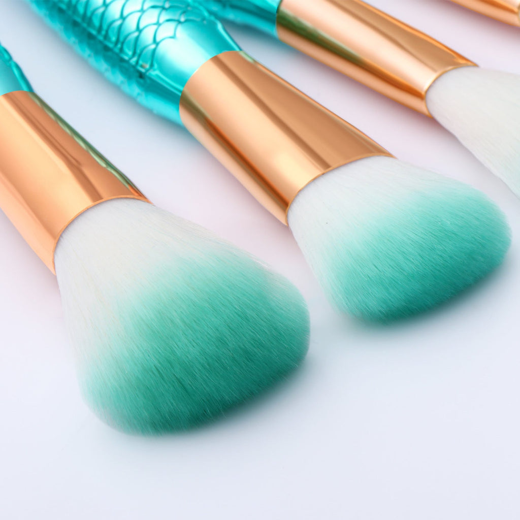 Kit de 11 pinceaux de maquillage sirène pour fond de teint, sourcils, eyeliner - IVOIRART.COM