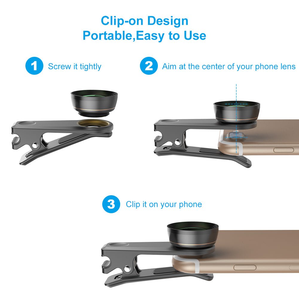 Kit d’objectifs universels 6 en 1 pour smartphone avec fisheye, macro, grand angle, 2x téléobjectif, CPL et filtre étoile - IVOIRART.COM