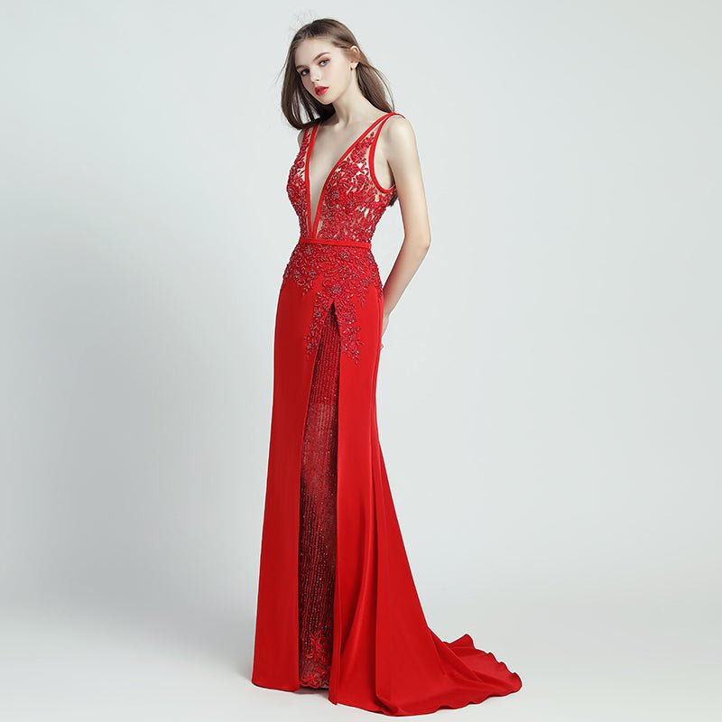 Lace Beaded Toast Dress Temperament Long Style - IVOIRART.COM