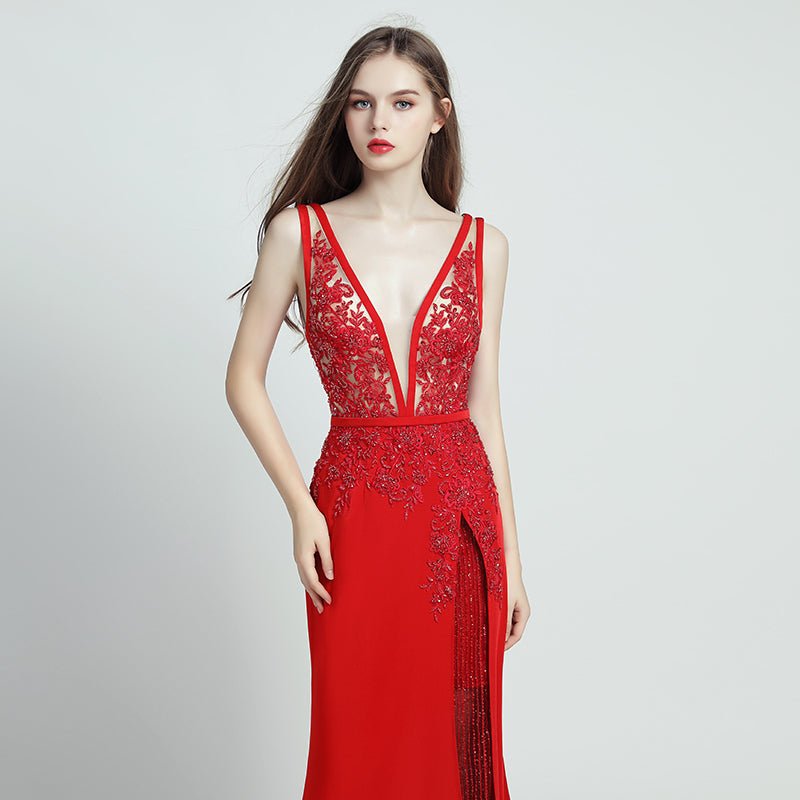 Lace Beaded Toast Dress Temperament Long Style - IVOIRART.COM