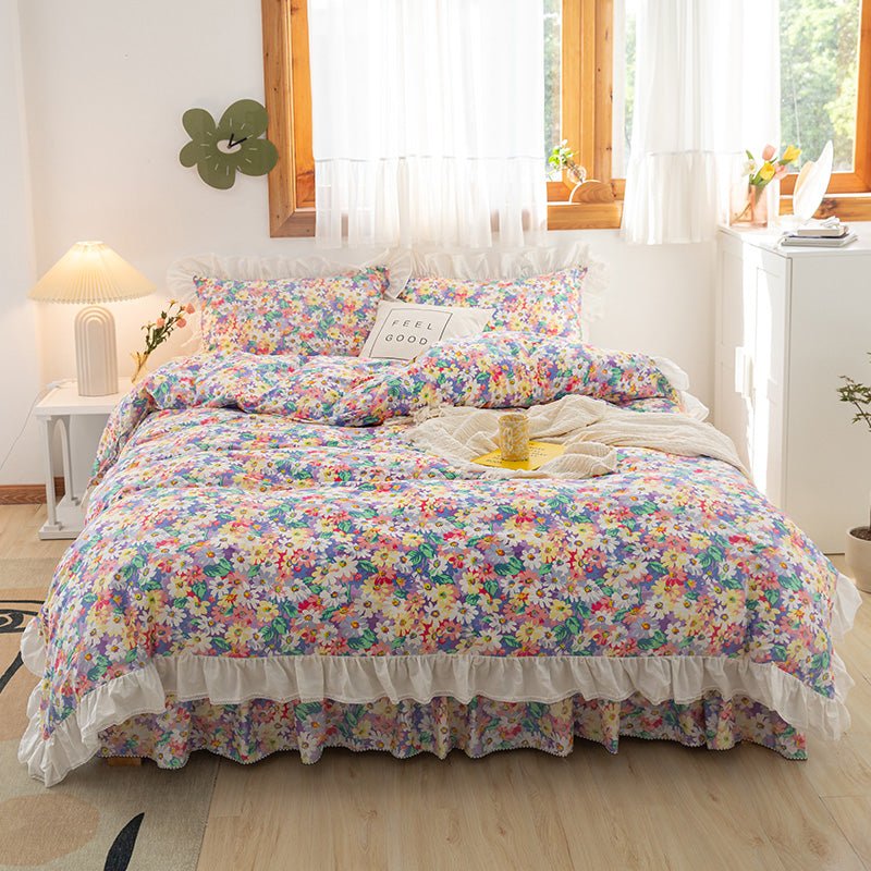 Lace Bed Skirt Set Of Four - IVOIRART.COM