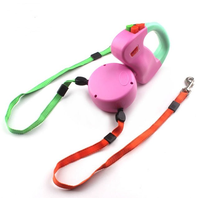 Laisse Rétractable Double pour Promenade de Chiens, Contrôle Automatique - IVOIRART.COM