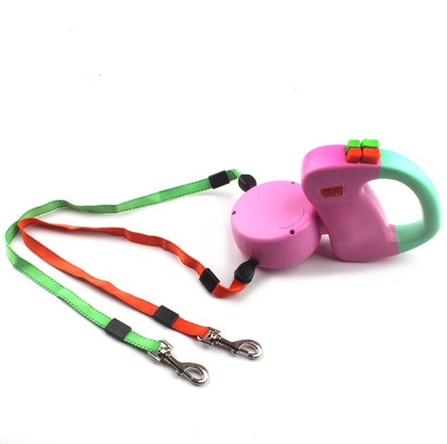 Laisse Rétractable Double pour Promenade de Chiens, Contrôle Automatique - IVOIRART.COM