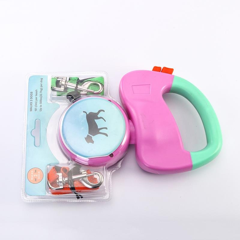 Laisse Rétractable Double pour Promenade de Chiens, Contrôle Automatique - IVOIRART.COM