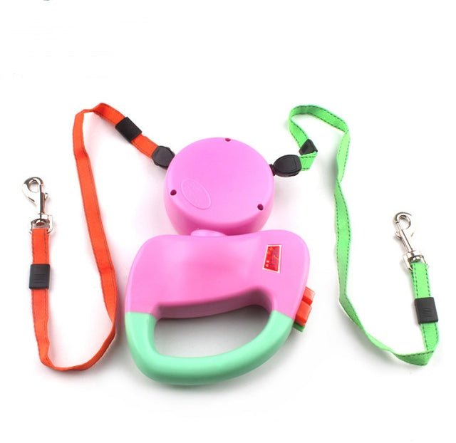 Laisse Rétractable Double pour Promenade de Chiens, Contrôle Automatique - IVOIRART.COM