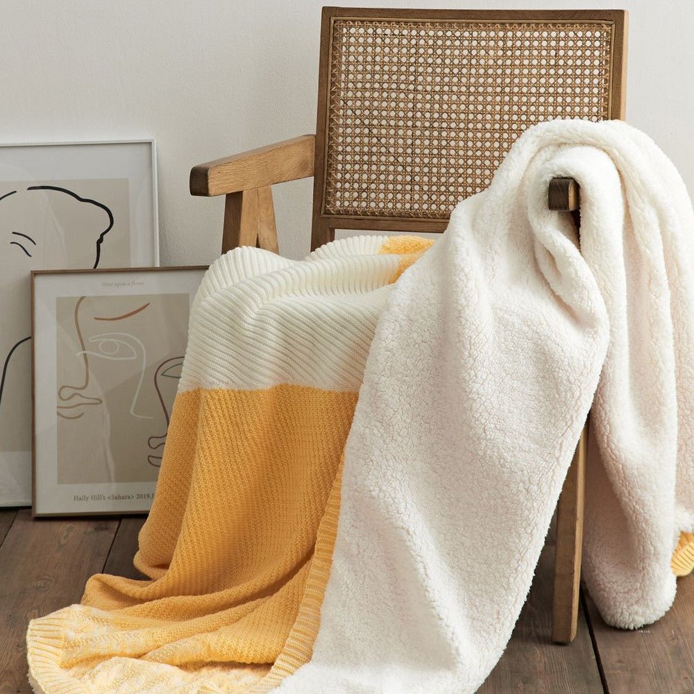 Lamb Cashmere Épais Couverture Chaude Tricotée - Plaid 150x200 et 200x230 - Luxe - IVOIRART.COM
